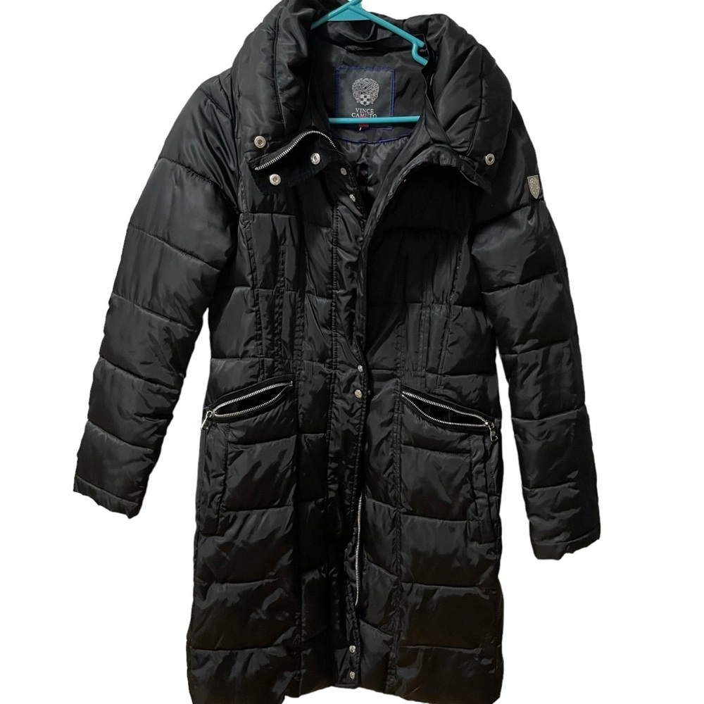 Vince Camuto Womens Black Puffer Coat w/Zippers & Pockets Cotton/Poly Size M